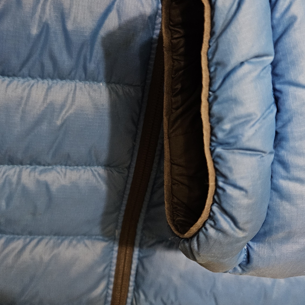 Patagonia Down Sweater Hoody Women’s L Blue Lightweight Puffer Jacket Hooded - Picture 8 of 13
